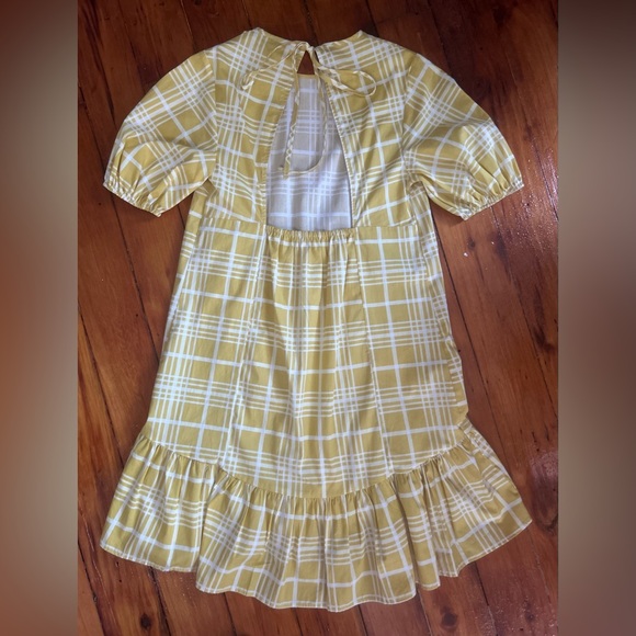 Topshop Yellow Check Mini Poplin Dress Size 4P - Picture 6 of 10